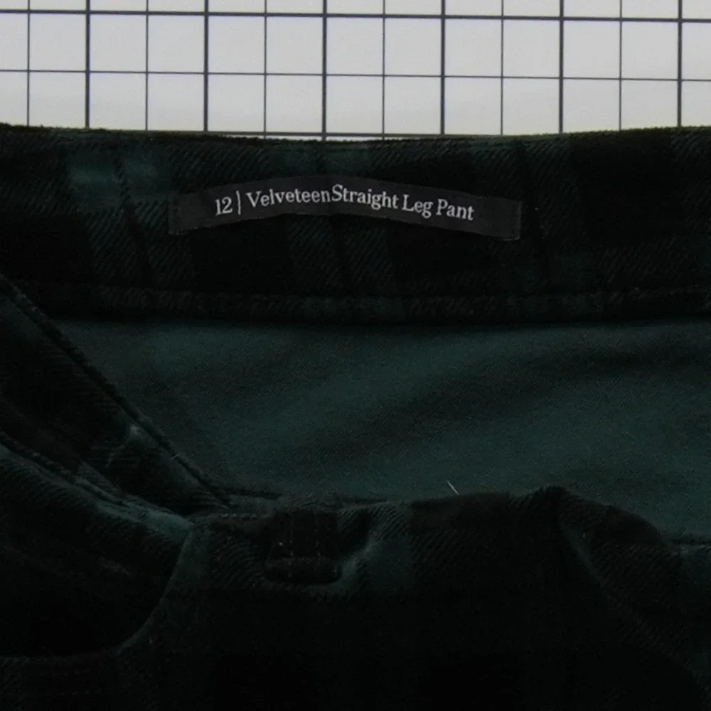 Talbots Green Black Watch Plaid Velvet Pants‎ Women's Size 12 Festive